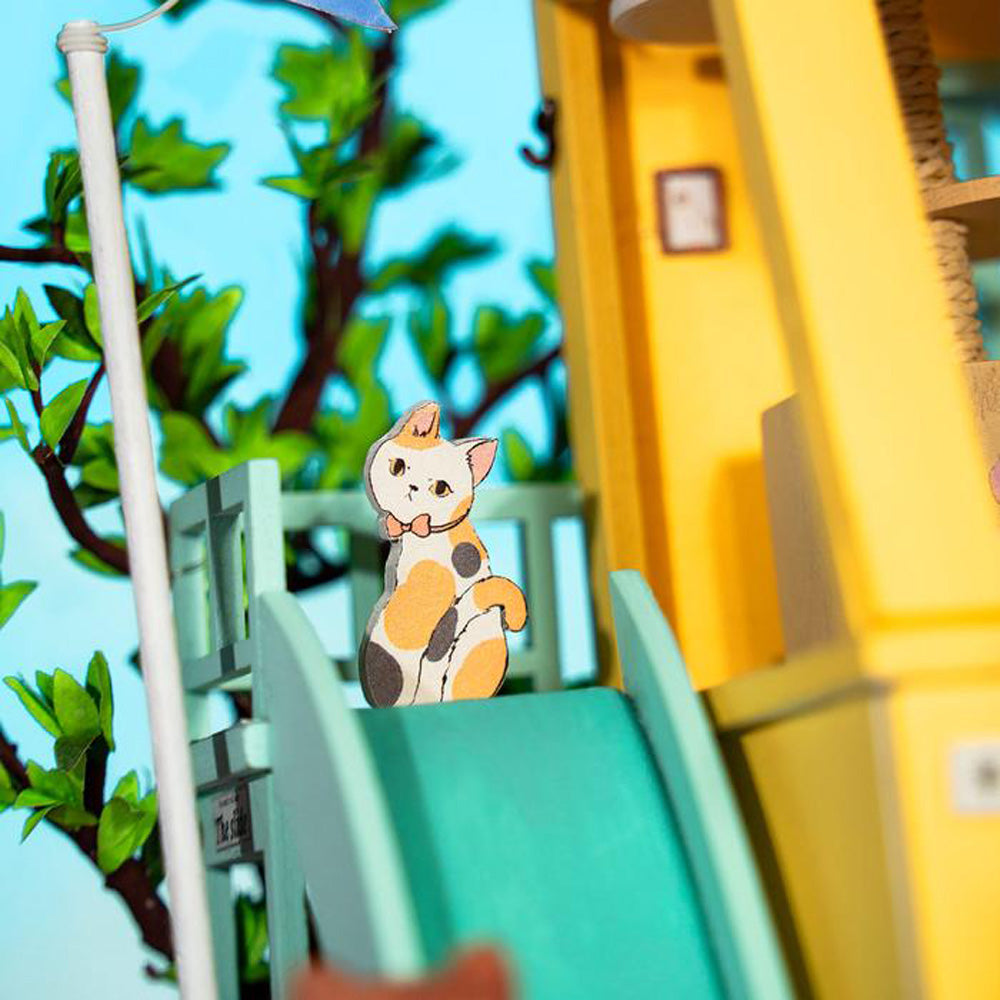 Robotime Rolife Cat House DIY Miniature Dollhouse 3D House Model Kit DG149