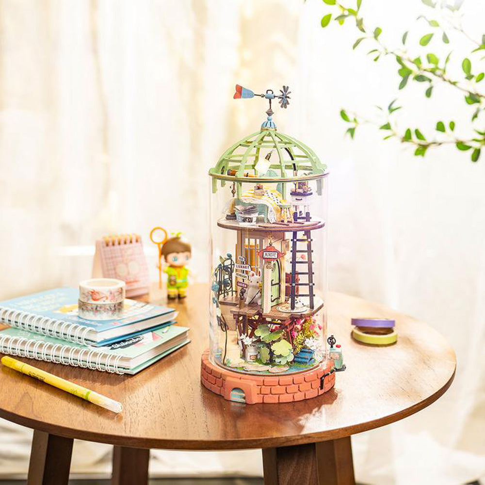 Robotime Rolife Domed Loft DIY Glass Miniature Dollhouse 3D House Model Kit Toy DS001