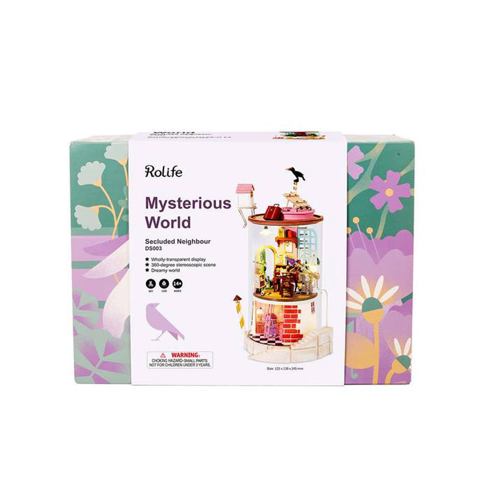 Robotime Rolife Secluded Neighbour DIY Glass Miniature Dollhouse 3D Model Kit Toy DS003
