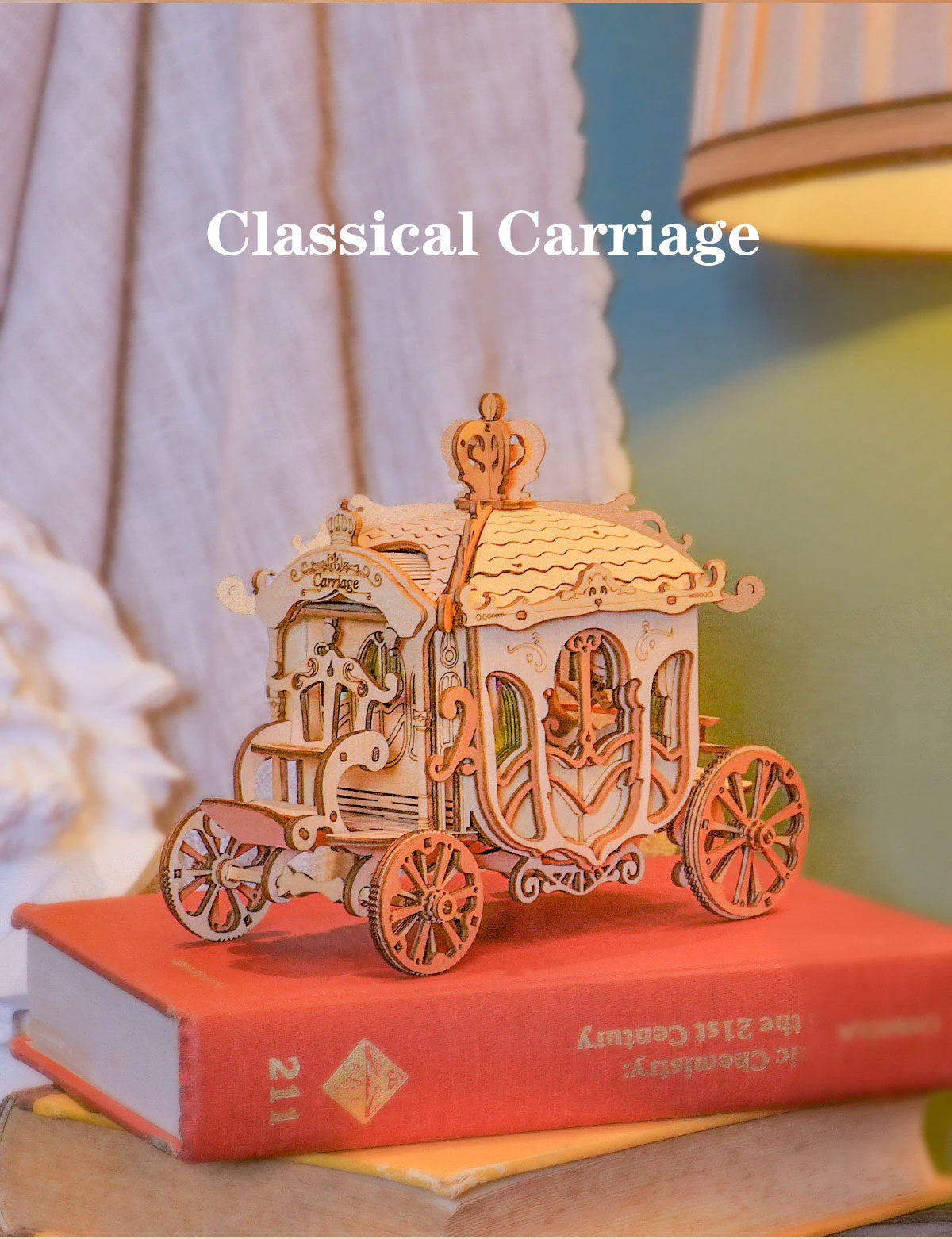 Robotime Classic Carriage Modern DIY 3D Wooden Puzzle Model Kit Toy TG506