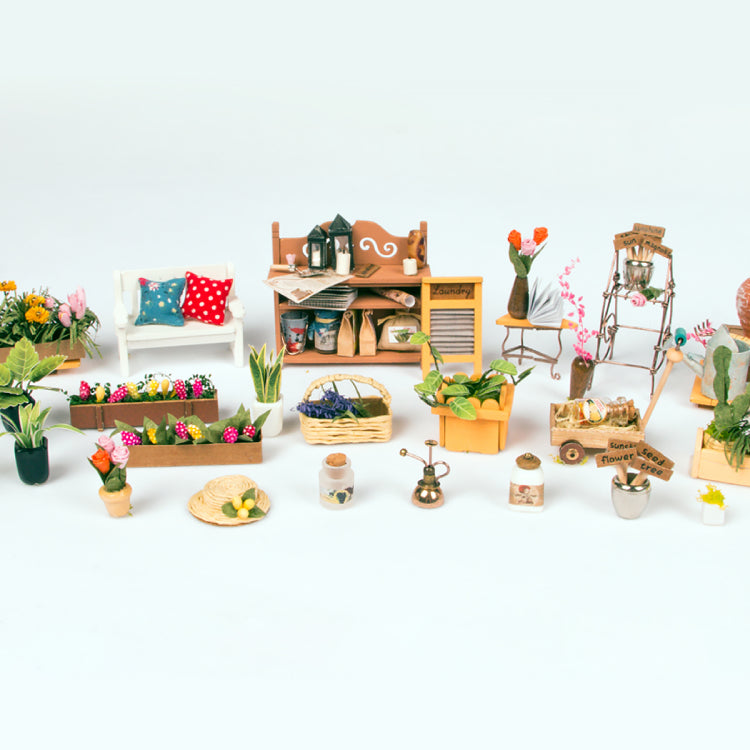Robotime 1:24 DIY Miniature Mini Dollhouse Kit Home Decor Miller's Garden DG108
