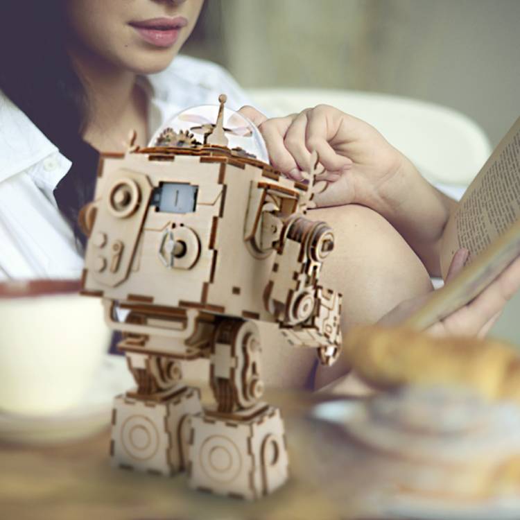 Robotime DIY 3D Wooden Mechanical Gears Drive Steampunk Orpheus Music Box AM601