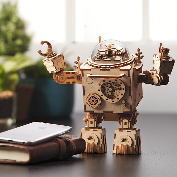 Robotime DIY 3D Wooden Mechanical Gears Drive Steampunk Orpheus Music Box AM601