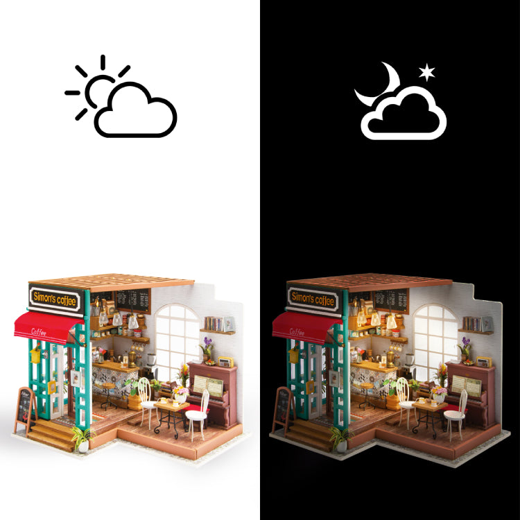 Robotime 1:24 DIY Miniature Mini Dollhouse Kit Home Decor Simon's Coffee DG109