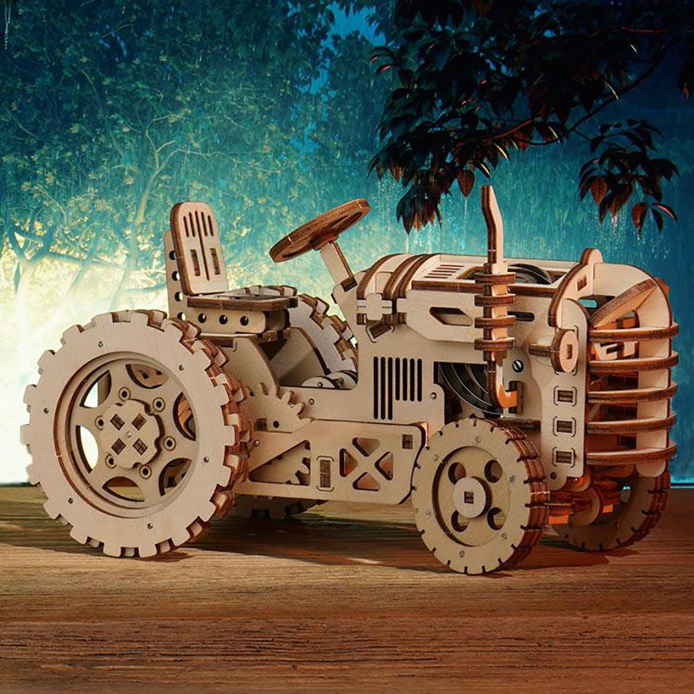 Robotime 3D Puzzle Mechanical Tractor Gears Car Model Kids Toy Gift LK401
