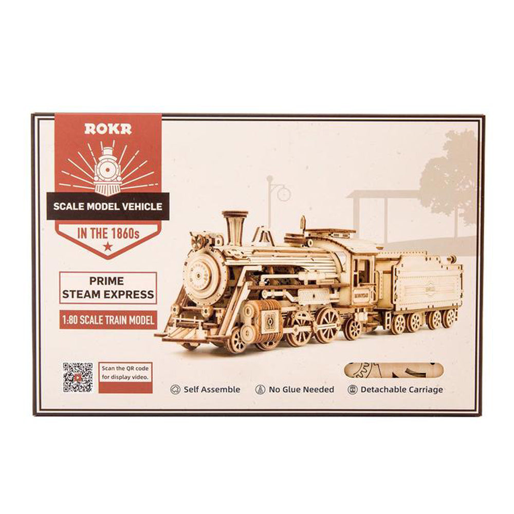Robotime ROKR Prime Steam Express 3D 1:80 Scale Model Train Wooden Puzzle MC501