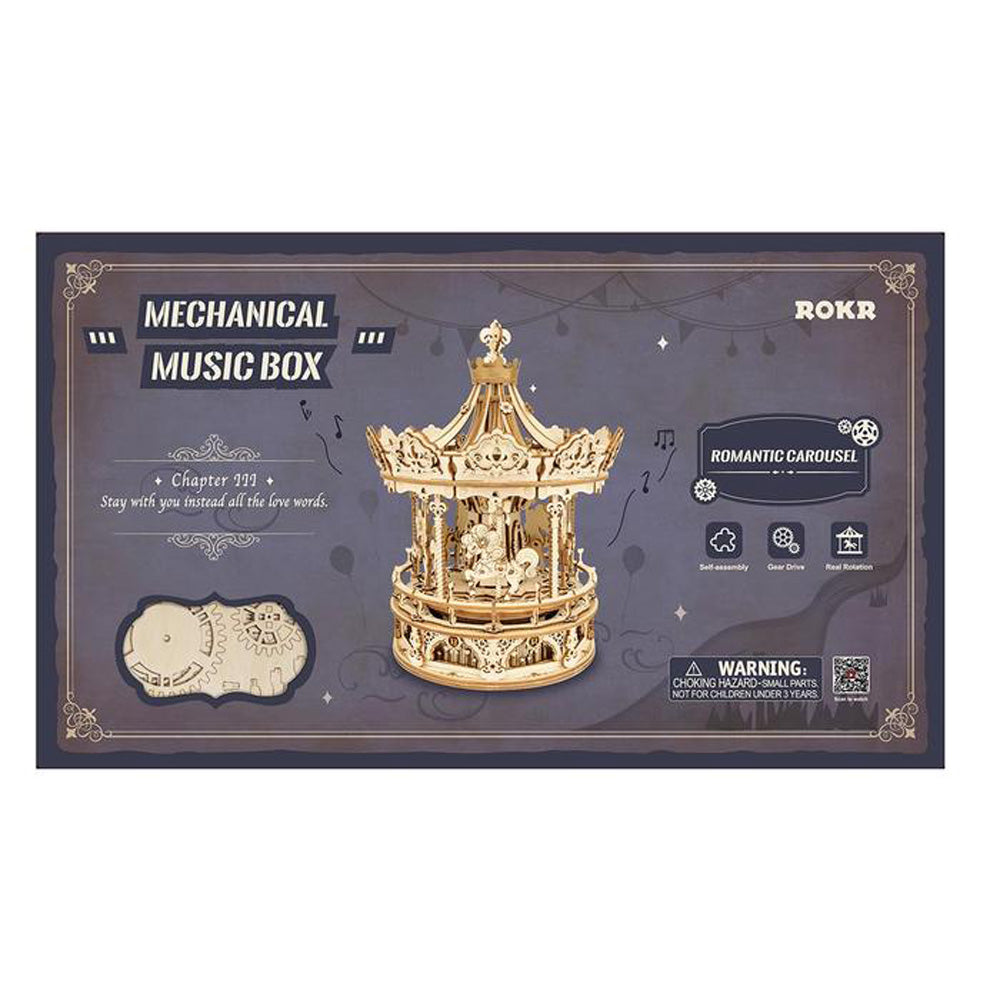 ROKR Romantic Carousel Mechanical Music Box (AMK62) | Wind-Up 3D Wooden Puzzle