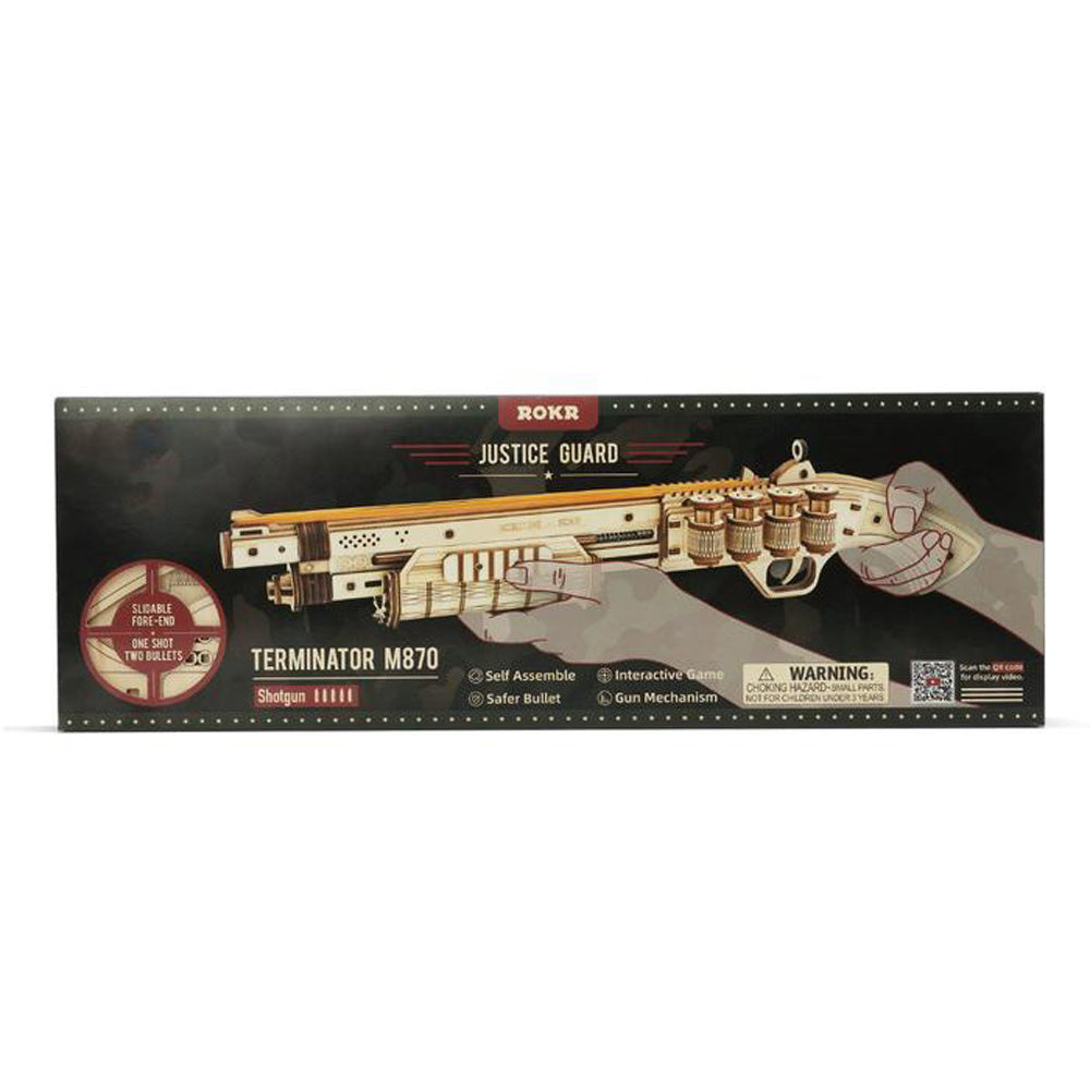 Robotime 3D DIY Wooden Puzzle Terminator M870 Justice Guard Gun Assembly Toy LQ501
