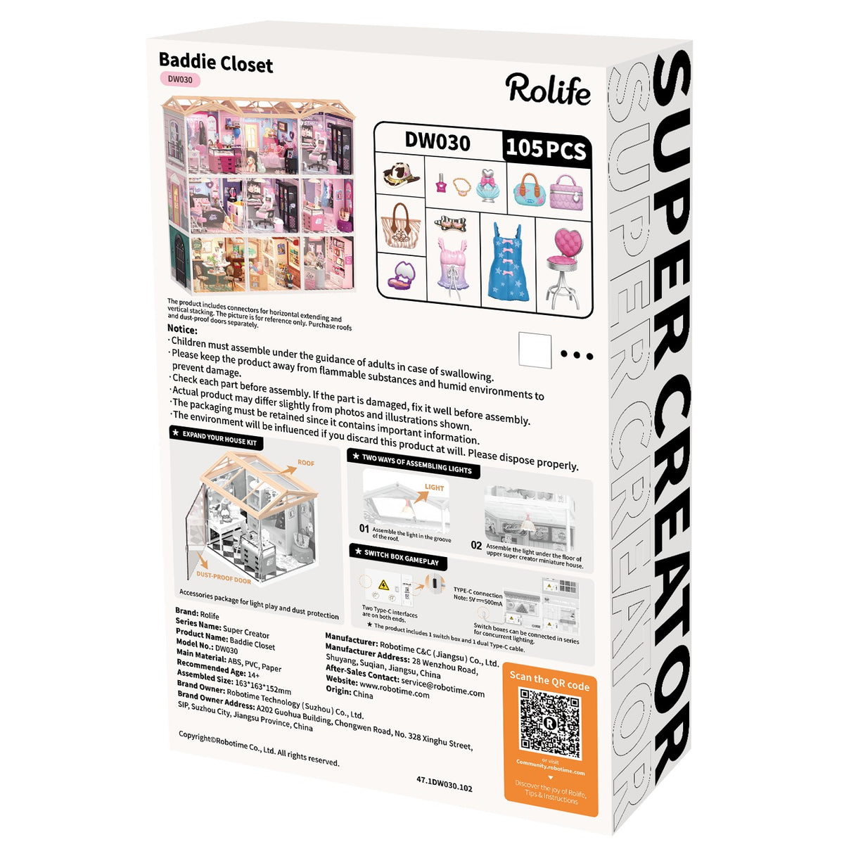 Rolife Baddie Closet DW030 - back packaging