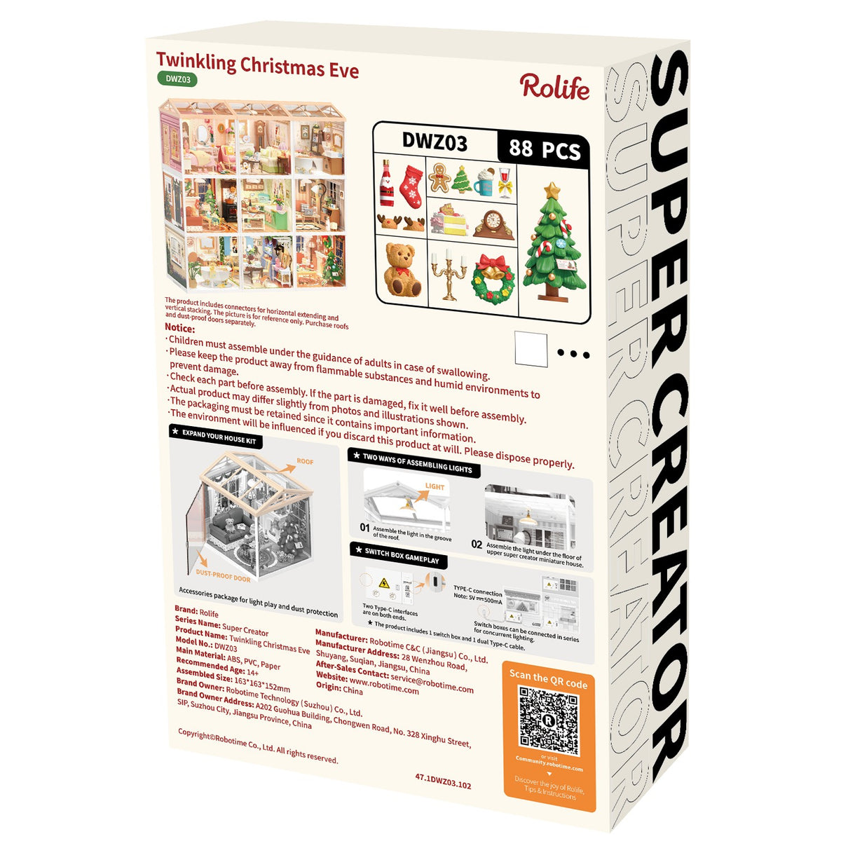Rolife Twinkling Christmas Eve DWZ03 - back packaging