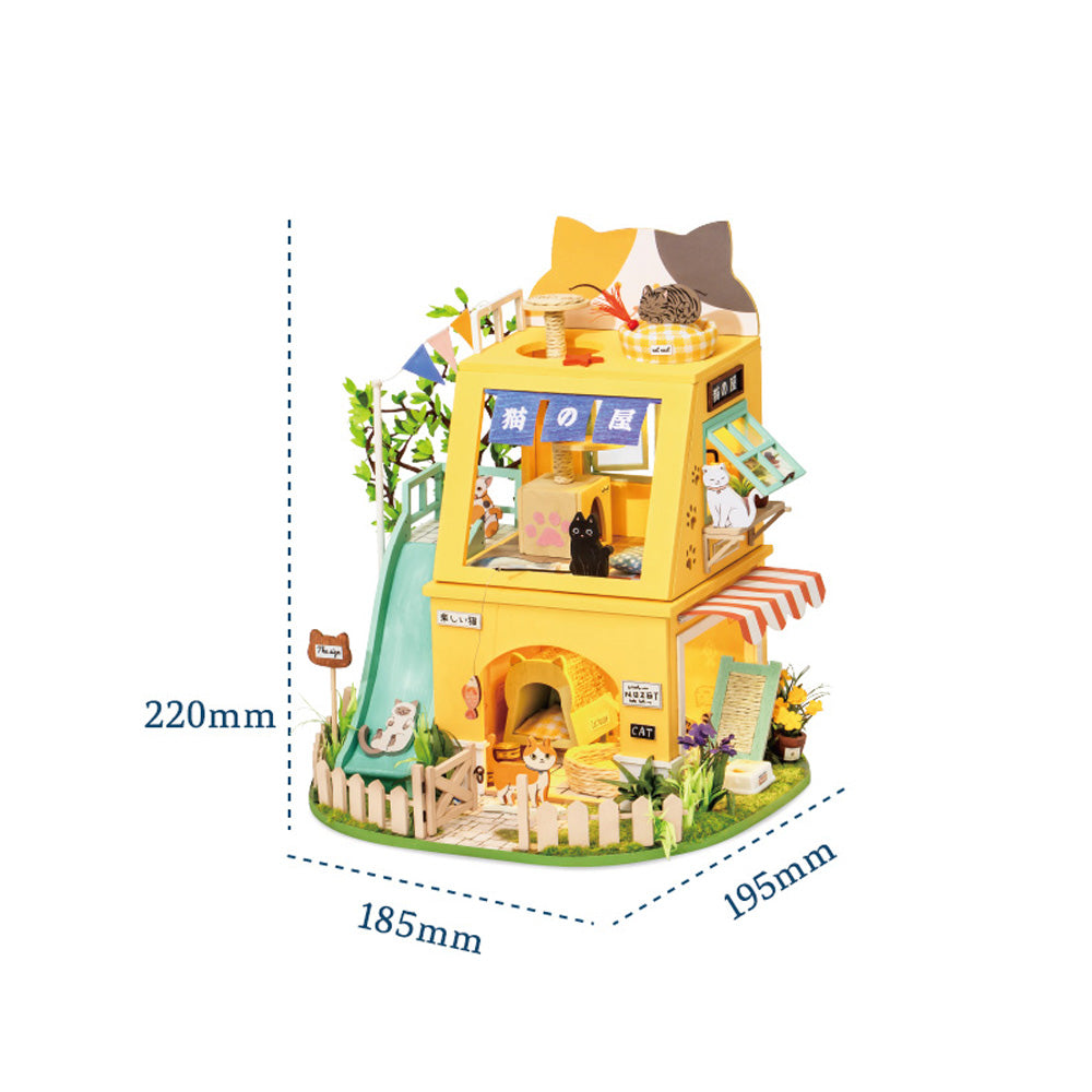 Robotime Rolife Cat House DIY Miniature Dollhouse 3D House Model Kit DG149