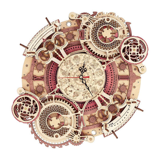 Robotime 3D DIY Wooden Puzzle Zodiac Wall DIY Clock 3D Wooden Puzzle LC601