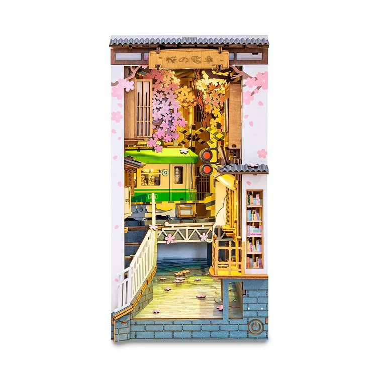 Robotime Rolife Sakura Densya 3D Wooden DIY Miniature House Book Nook TGB01