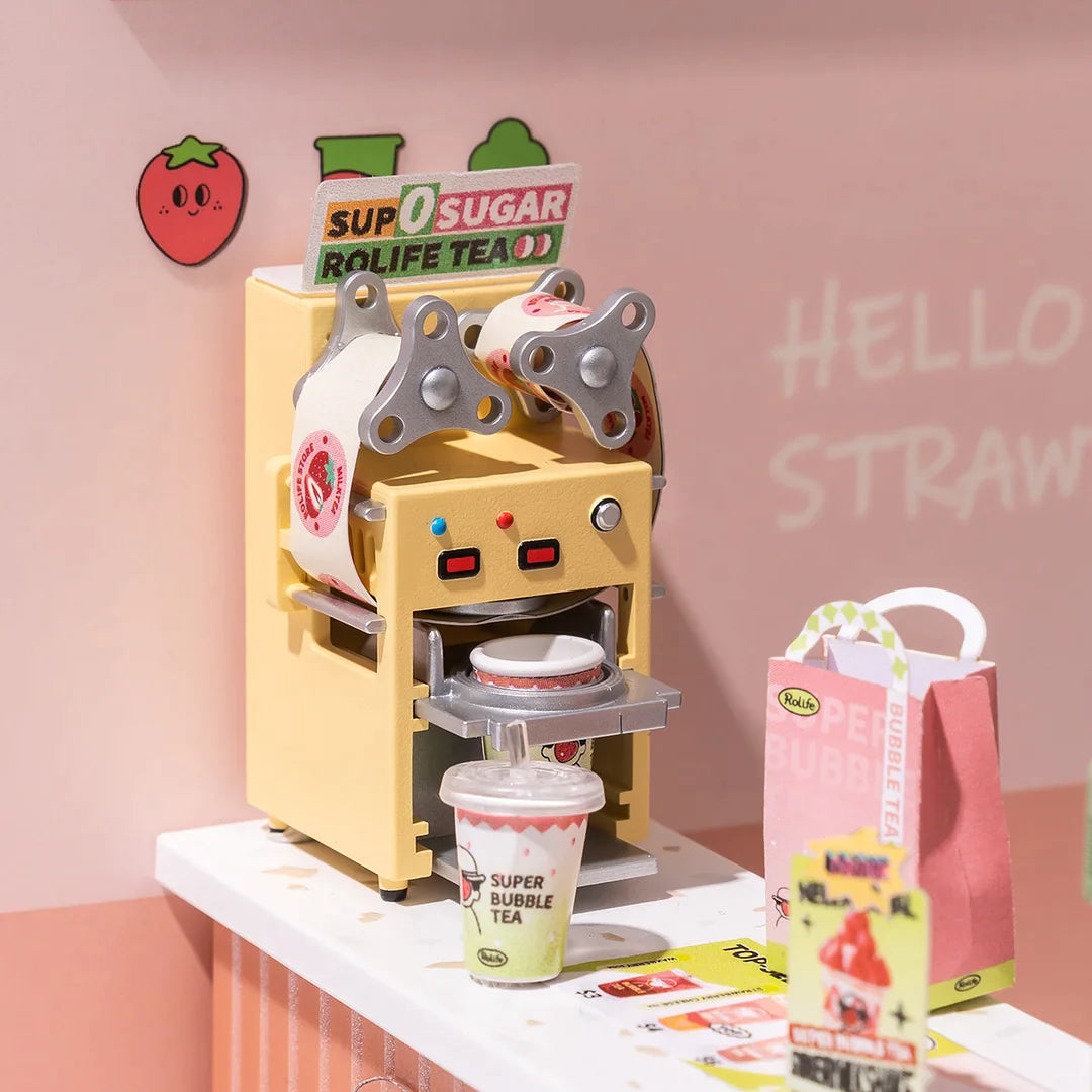 Rolife Super Creator Double Joy Bubble Tea Plastic DIY Miniature House Kit DW006 Toy Gift for Children Adult