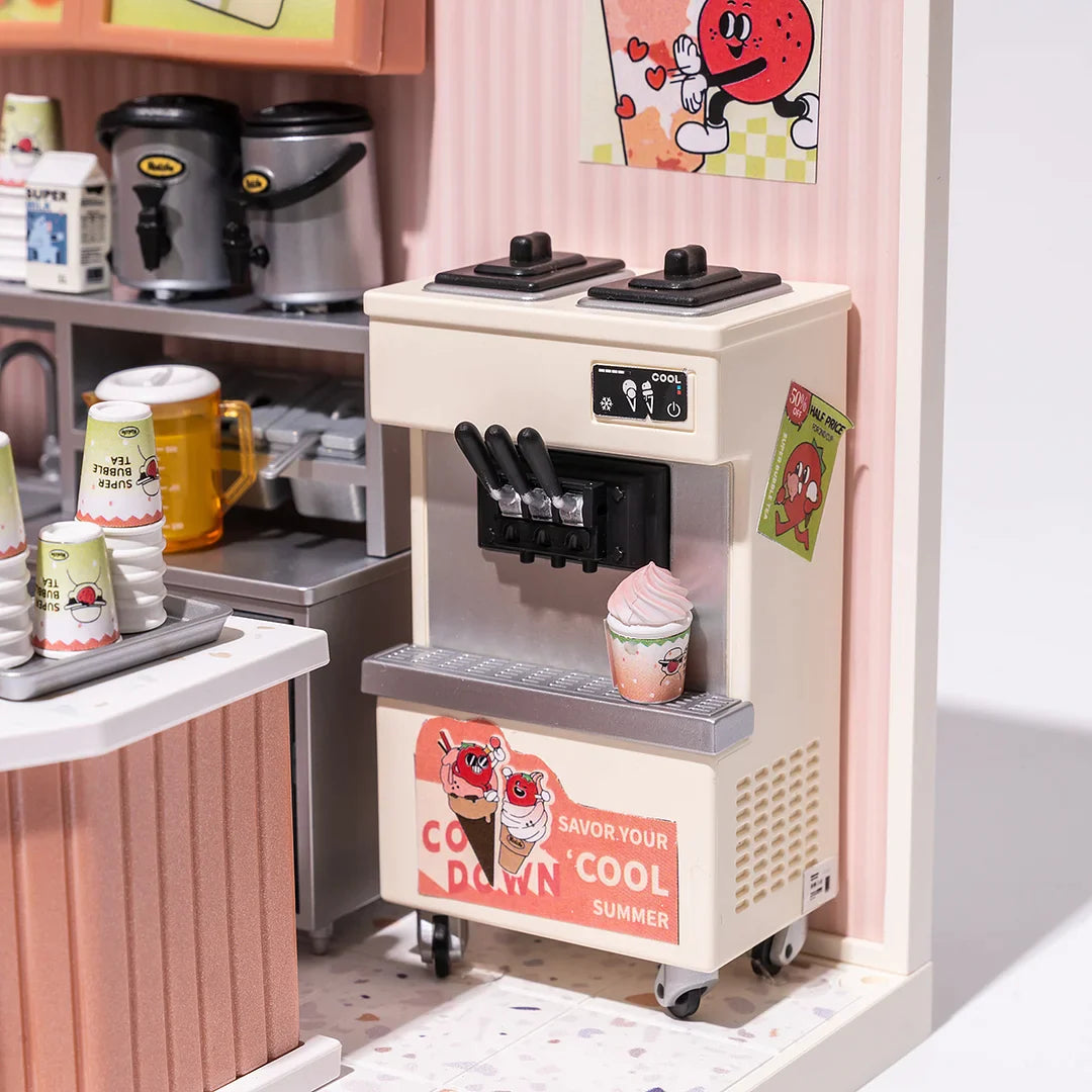 Rolife Super Creator Double Joy Bubble Tea Plastic DIY Miniature House Kit DW006 Toy Gift for Children Adult