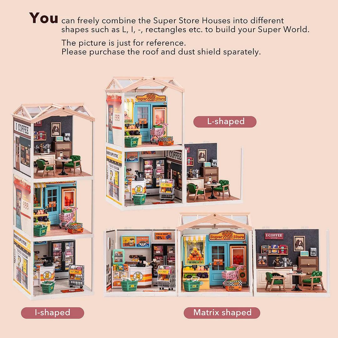 Rolife Super Creator Daily Inspiration Cafe Plastic DIY Miniature House Kit DW001 Toy Gift for Children Adult