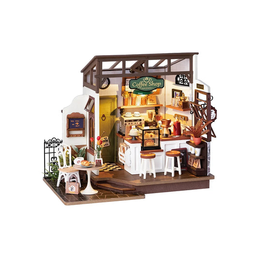 Rolife Flavory Café Miniature House kit DG162 LED light 3D Wooden Puzzle DIYGift For Kids