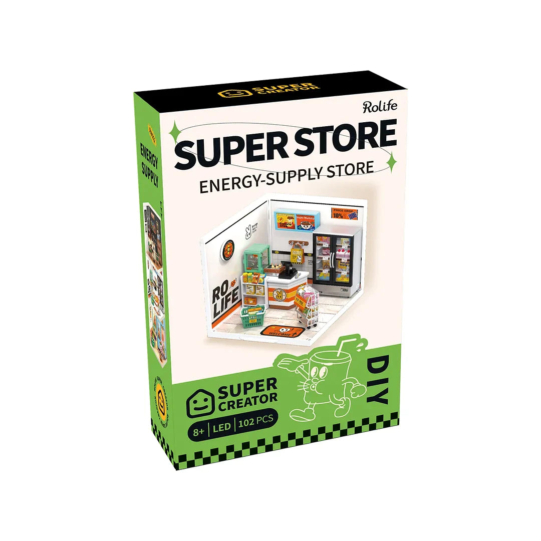 Rolife Super Creator Energy Supply Store Plastic DIY Miniature House Kit DW002 Toy Gift for Children Adult