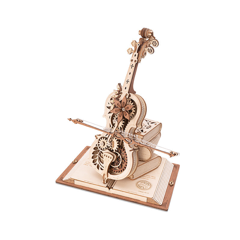Robotime ROKR Magic Cello Mechanical Music Box 3D Wooden Puzzle Magical Mystery Funny Toy for Kids Child AMK63