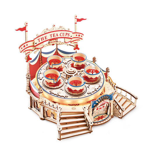Robotime ROKR Tilt-A-Whirl DIY music box 3D wooden puzzle kit of the Magic Amusement Park Series Funny Toy for Kids EA04