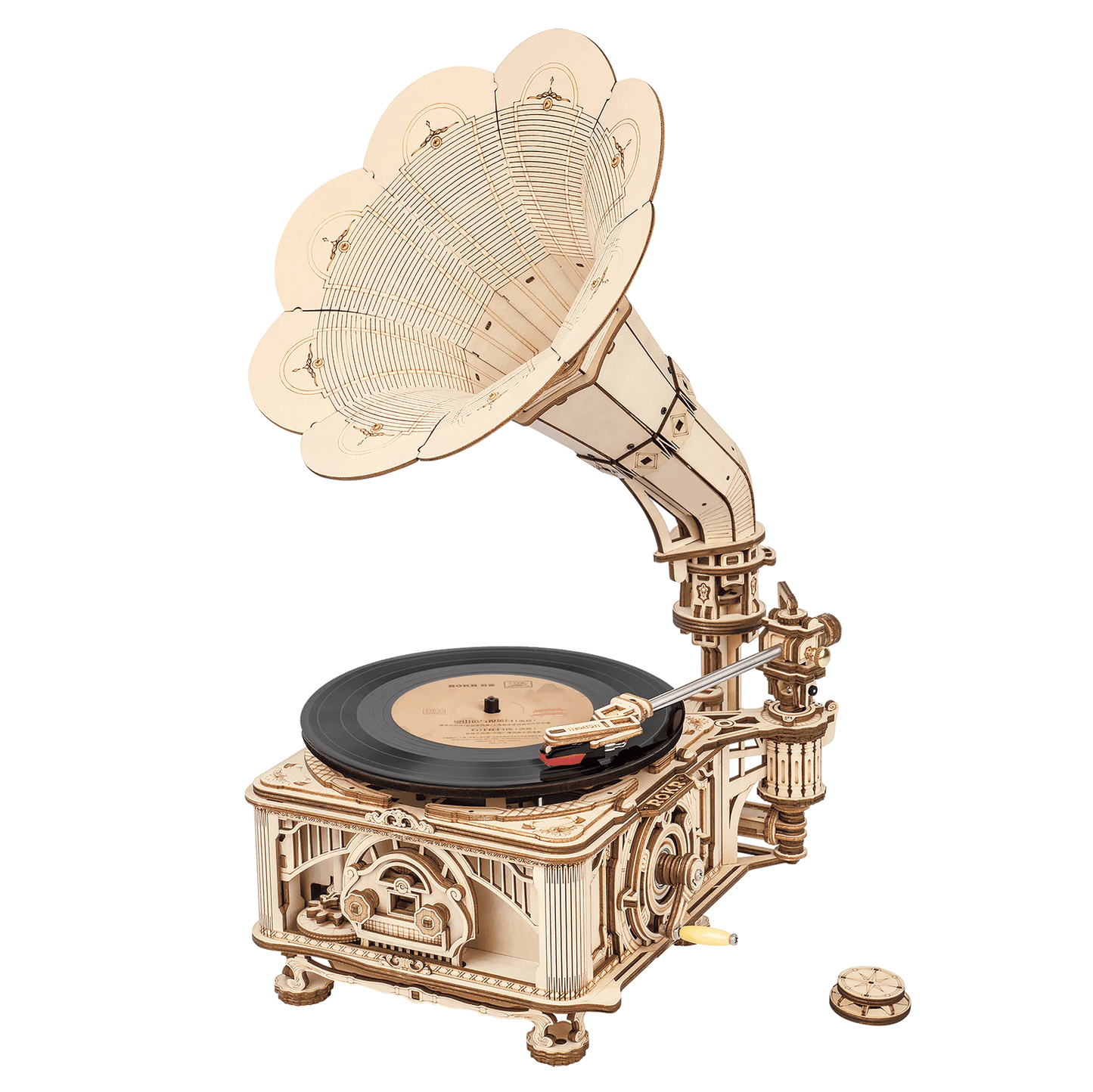 Robotime ROKR Classic Gramophone (Electric Version) Mechanical Models 3D Wooden Puzzle Funny Toy for Kids LKB01