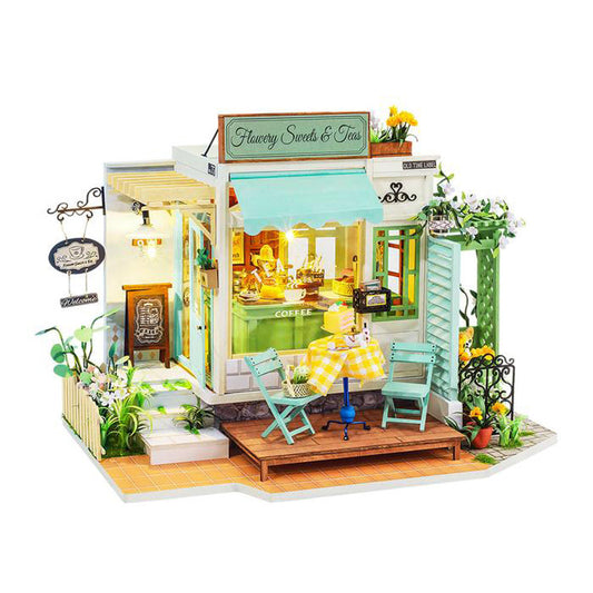 Robotime FLOWERY SWEETS & TEAS 3D DIY Miniature Dollhouse House Model Kit DG146