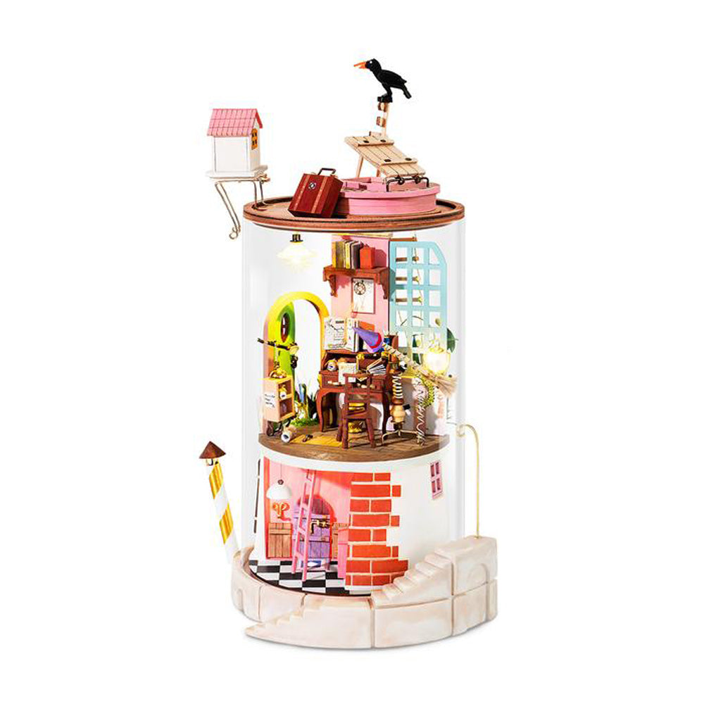 Robotime Rolife Secluded Neighbour DIY Glass Miniature Dollhouse 3D Model Kit Toy DS003
