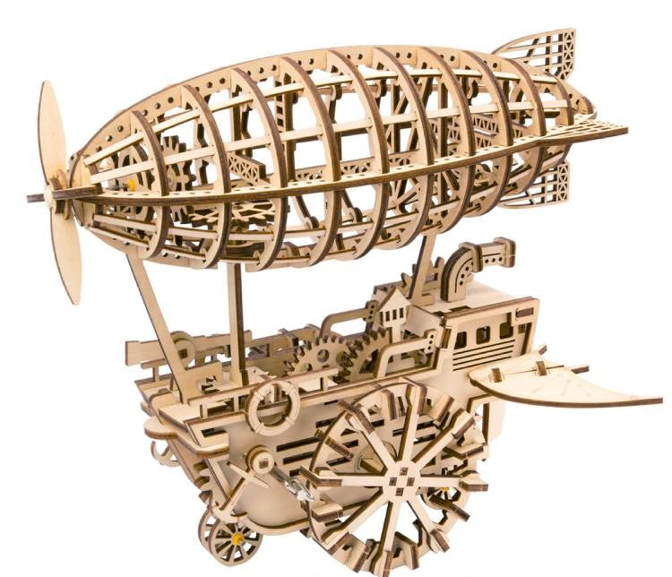 Robotime 3D DIY Wooden Puzzle Mechanical Gear Drive Vintage Air Vehicle LK702