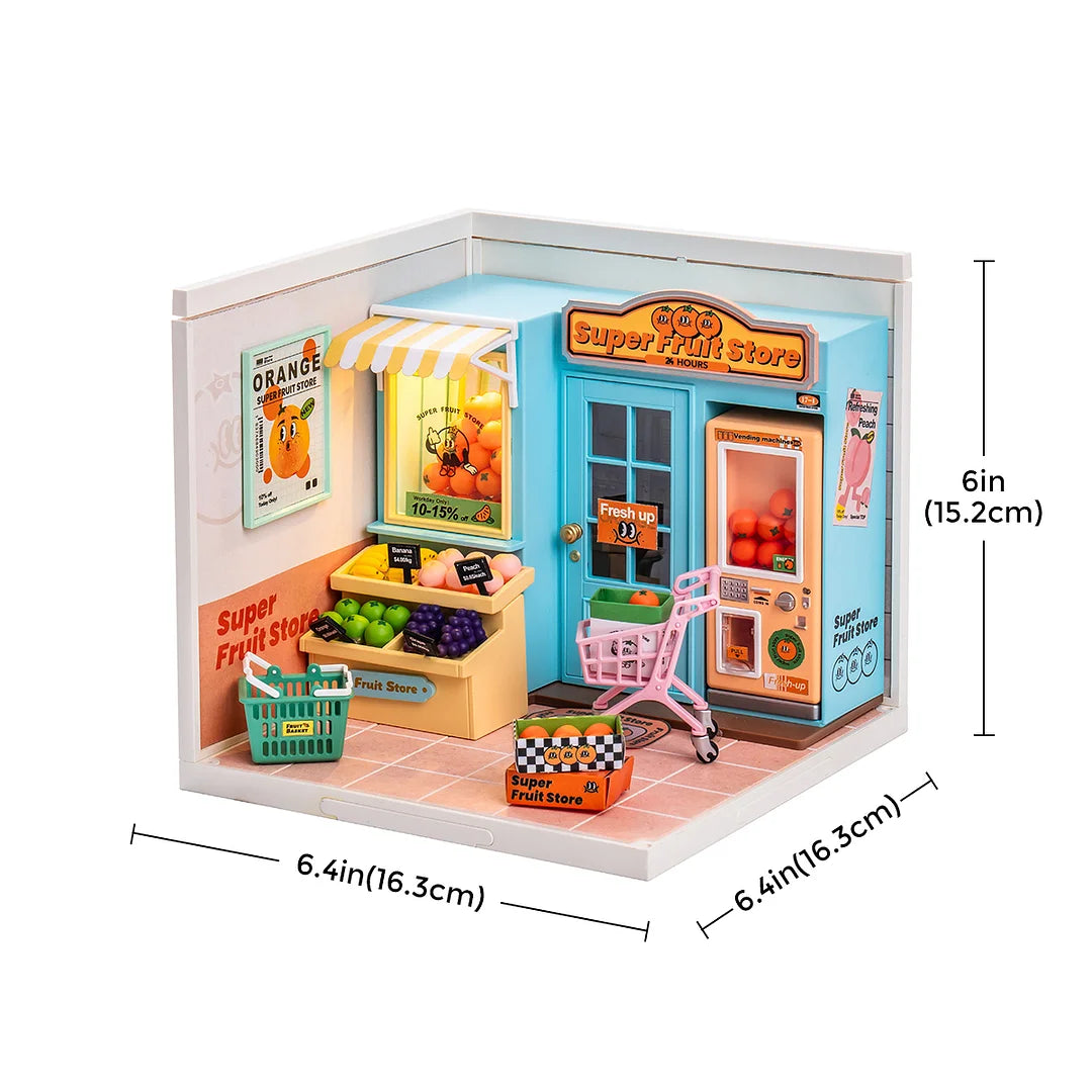 Rolife Super Creator Super Fruit Store Plastic DIY Miniature House Kit DW003 Toy Gift for Children Adult