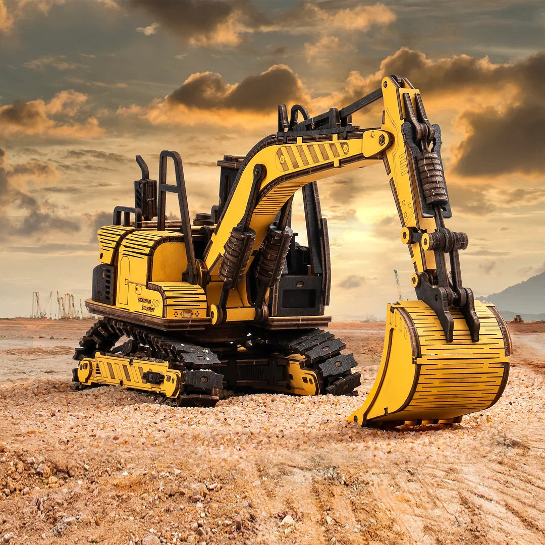 ROKR Excavator Engineering Vehicle 3D Wooden Puzzle TG508K Educational Toy for Kids Truck Toys for Gifts