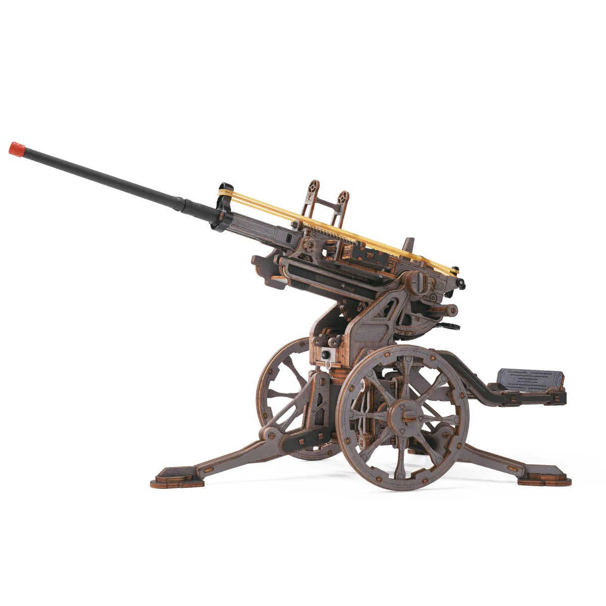 ROKR Anti-aircraft Gun LQM01 wooden 3D puzzle model front view