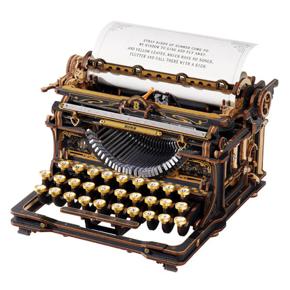 ROKR Mechanical Typewriter LK703B wooden 3D puzzle main product view