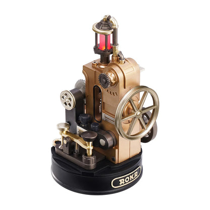 ROKR Morse Telegraph CGM02 mechanical 3D wooden puzzle main product view with red indicator light