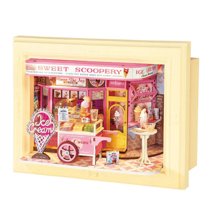 Rolife Sweet Scoopery Ice Cream DP002 3D wooden puzzle shadow box front product view