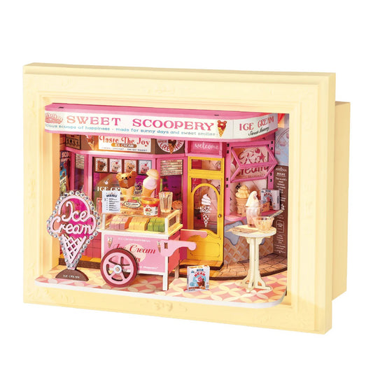 Rolife Sweet Scoopery Ice Cream DP002 3D wooden puzzle shadow box front product view