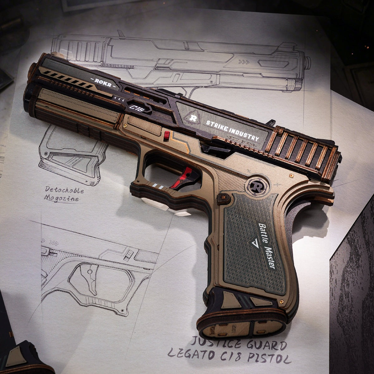 ROKR Legato C18 Pistol LQM02 - completed model in a display setting