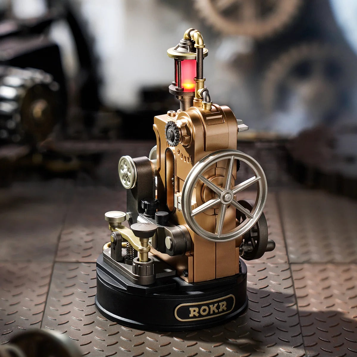 ROKR Morse Telegraph CGM02 industrial-style display scene showing assembled telegraph model