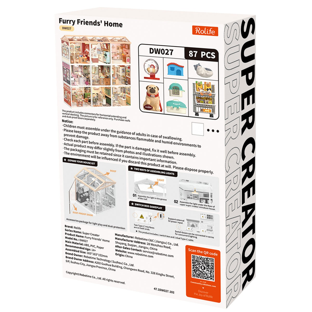 Rolife Furry Friends’ Home DW027 - back packaging