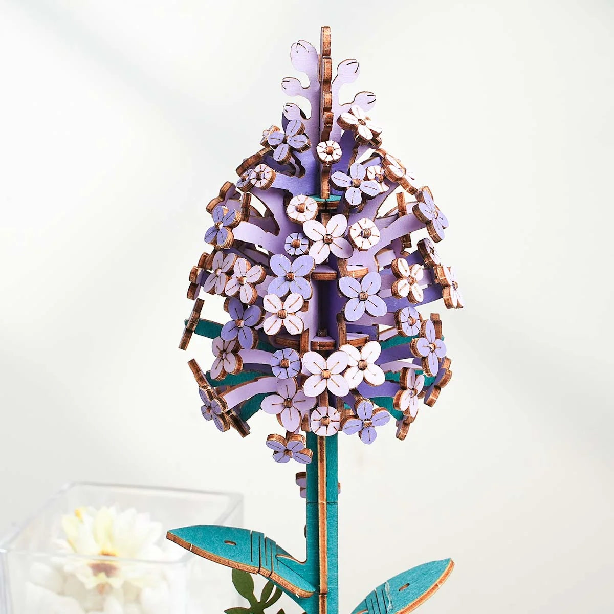 Close-up of Rowood Lilac TW021 purple wooden flower petals and layered bloom details