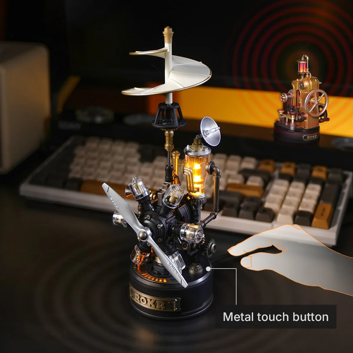 ROKR Leonardo da Vinci's Helicopter CGL01 metal touch button and powered display feature
