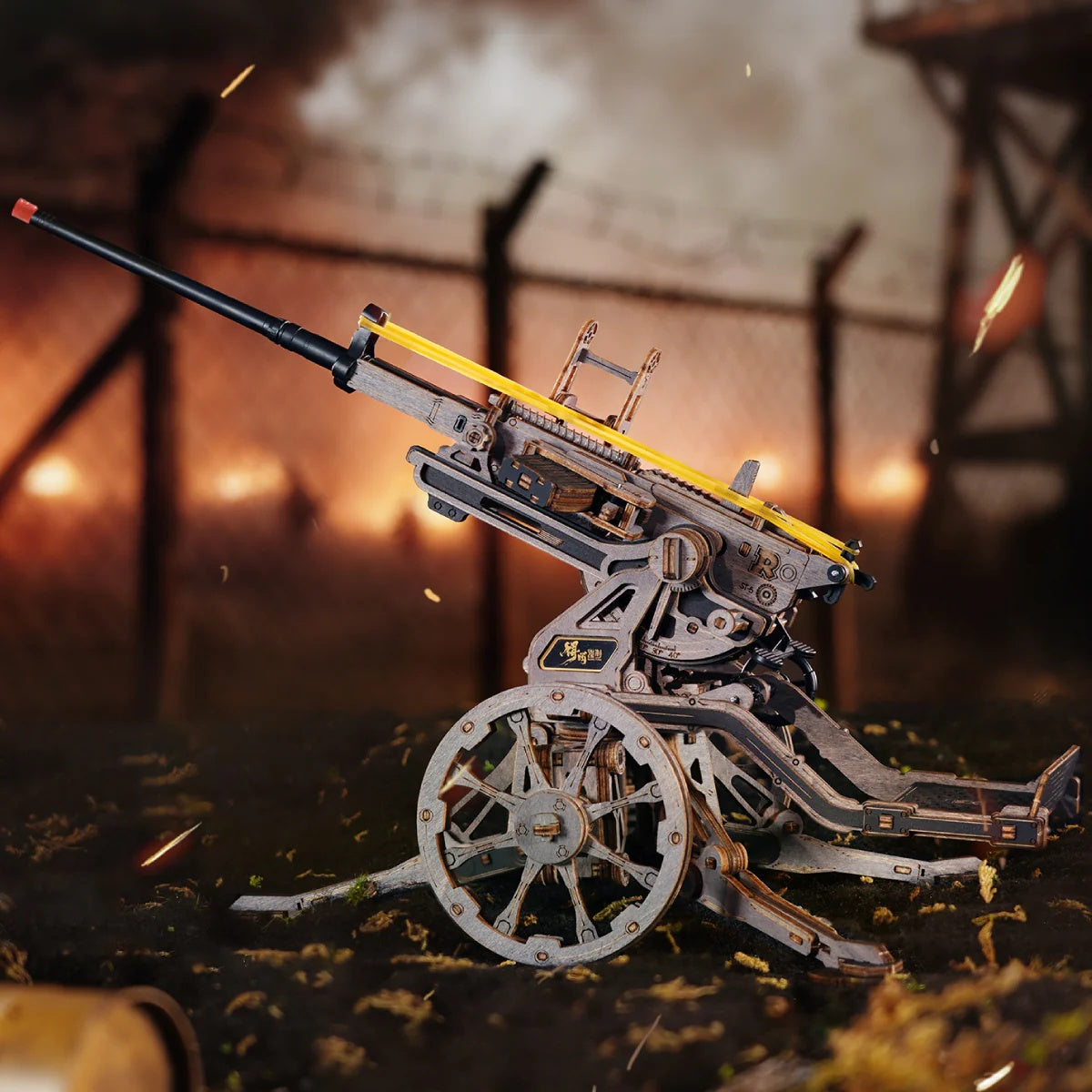 ROKR Anti-aircraft Gun LQM01 Justice Guard display scene with vintage artillery details