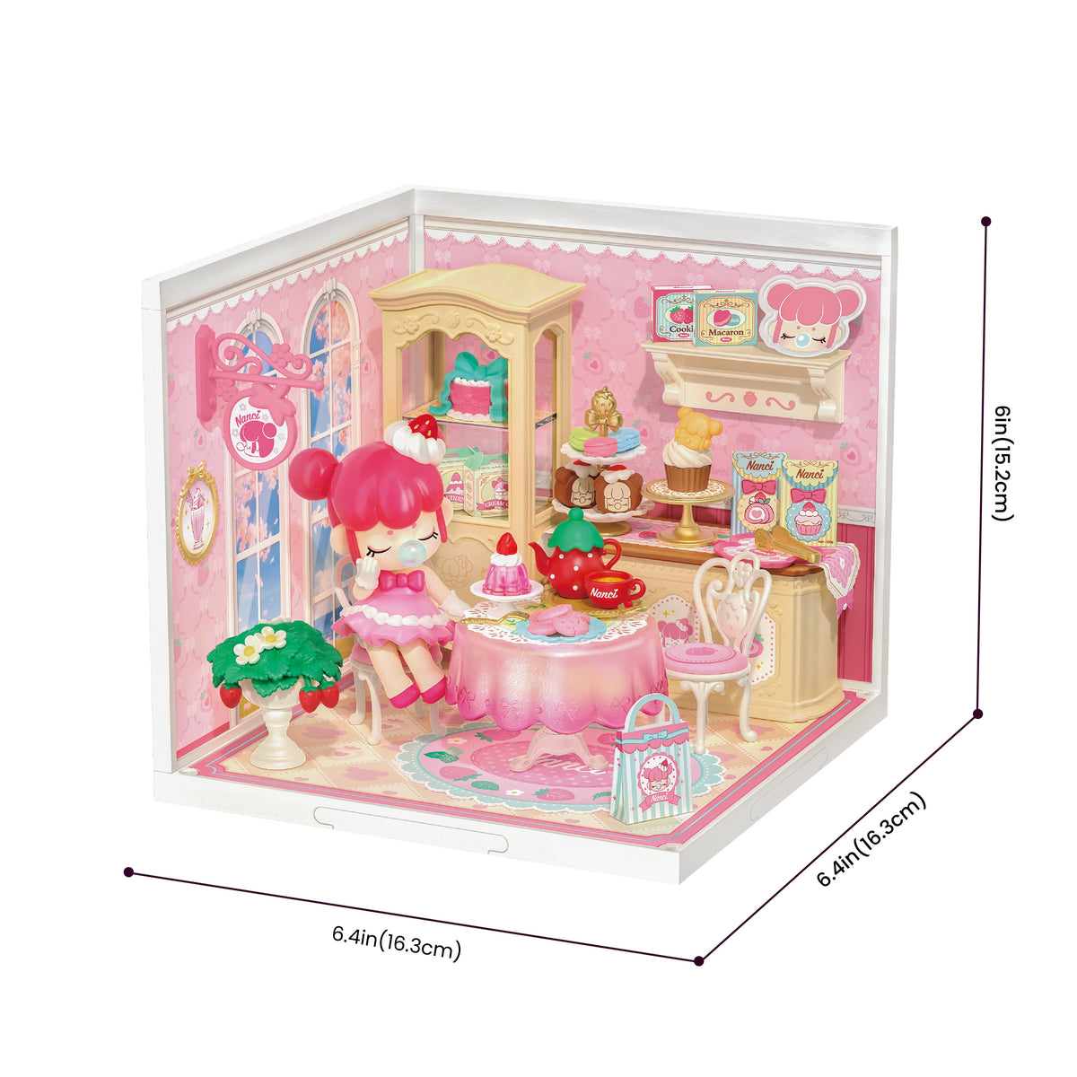 Rolife Nanci's Strawberry Teatime DWL07 - assembled model dimensions