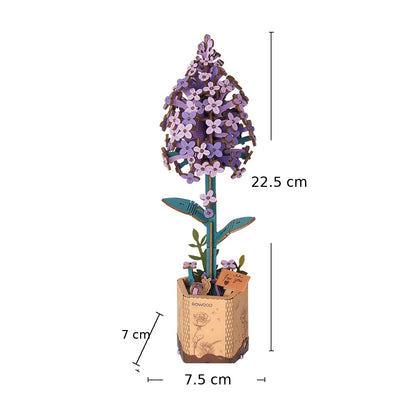 Rowood Lilac TW021 assembled size chart showing 7.5 x 7 x 22.5 cm