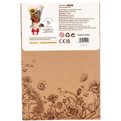 Rowood Sunflower TW011 package back showing product specifications and assembly size information