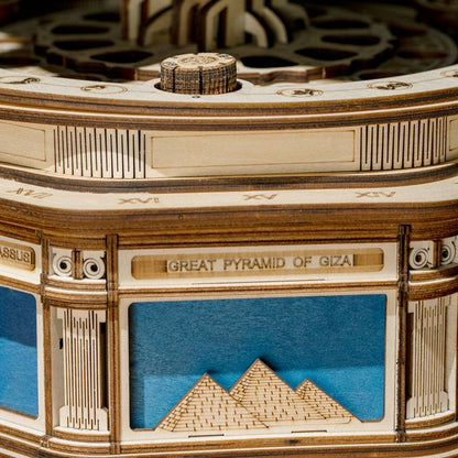 ROKR The Globe 3D Wooden Puzzle (ST002) | Rotating Globe with Secret Drawer