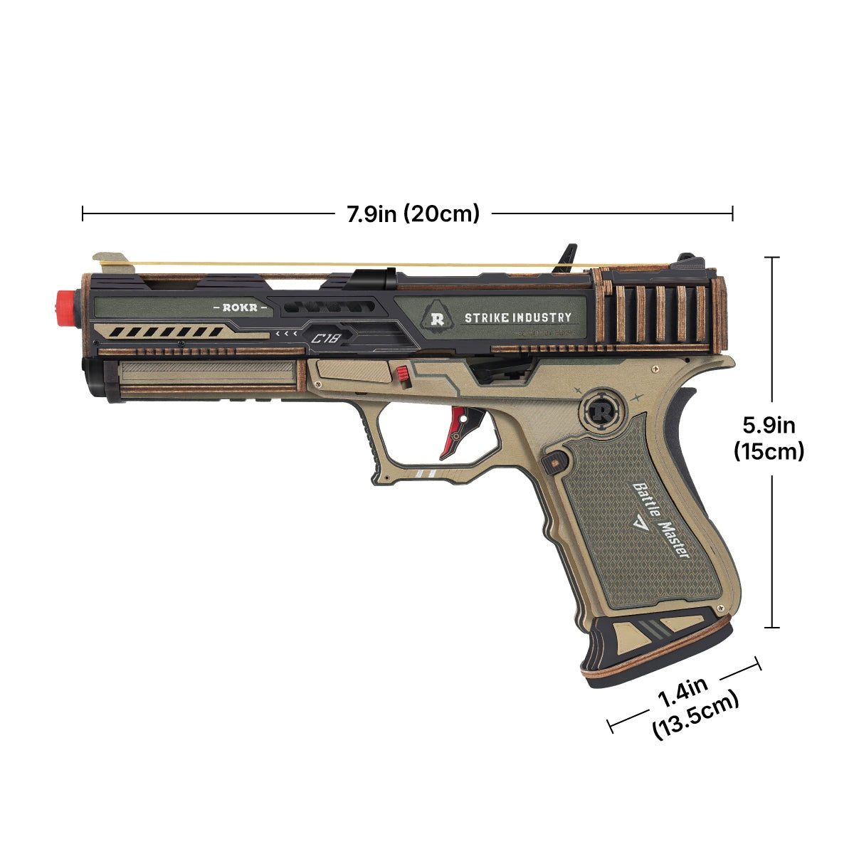 ROKR Legato C18 Pistol LQM02 - assembled model dimensions