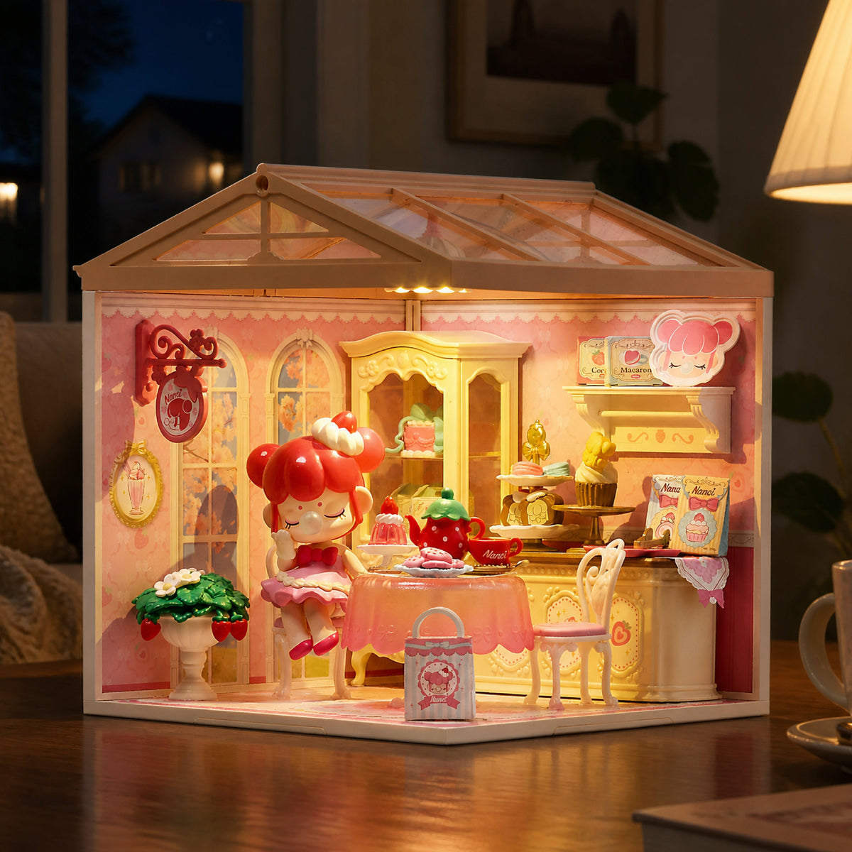 Rolife Nanci Strawberry Teatime DWL07 illuminated room with optional roof, sold separately