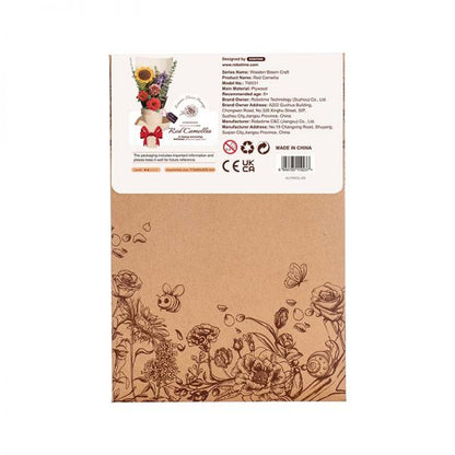Rowood Red Camellia TW031 package back showing product specifications and assembly size information