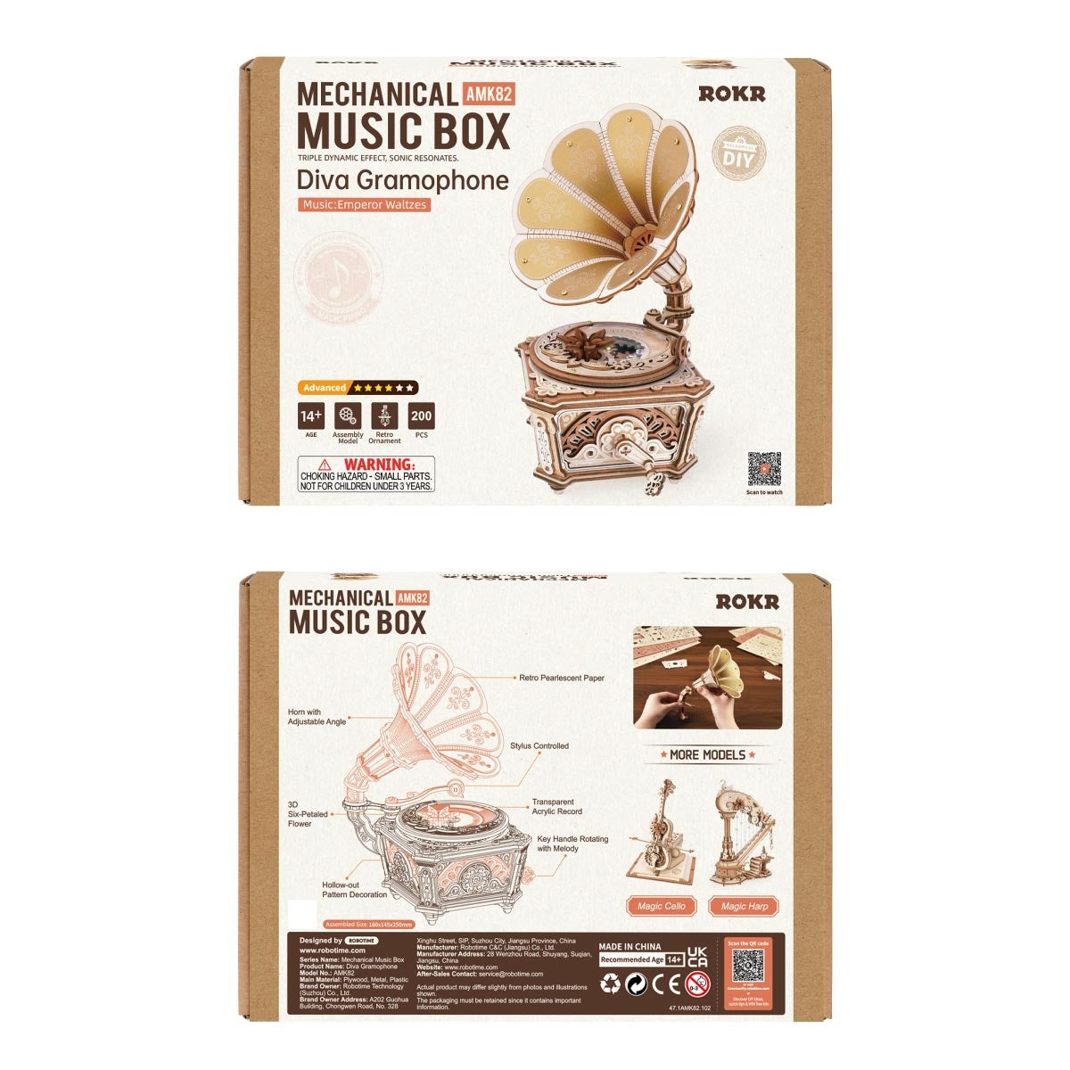 ROKR Diva Gramophone AMK82 - front and back packaging