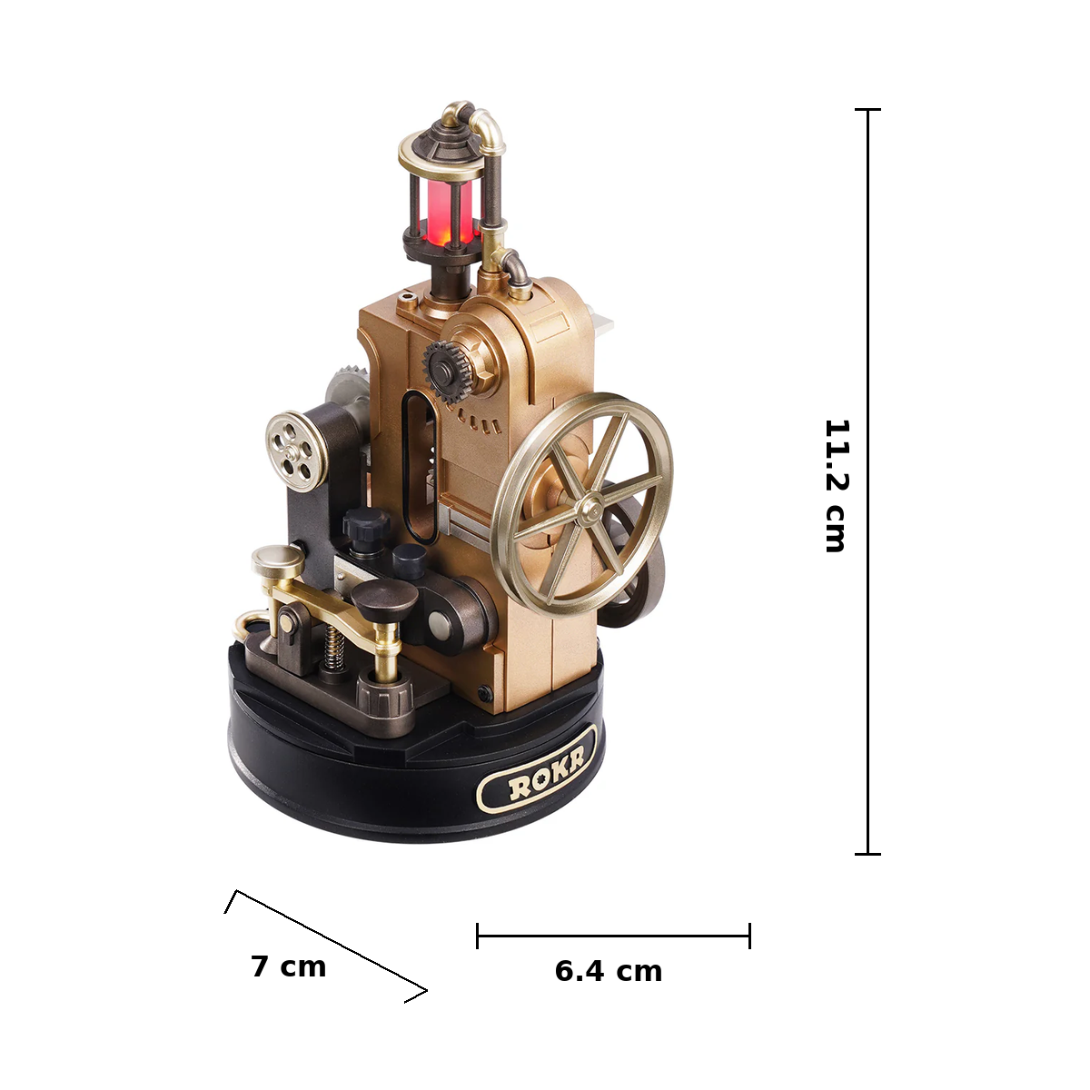 ROKR Morse Telegraph CGM02 assembled size guide in centimetres